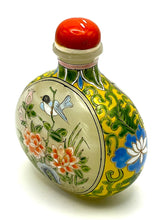 Load image into Gallery viewer, Vintage Painted Glass Snuff Bottle in Famille Rose Enamel with Qianlong Mark