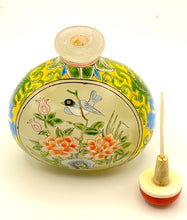 Load image into Gallery viewer, Vintage Painted Glass Snuff Bottle in Famille Rose Enamel with Qianlong Mark