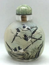 Load image into Gallery viewer, Chinese Inside Painted Snuff Bottle with Magpies and Date 1998