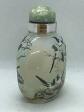 Load image into Gallery viewer, Chinese Inside Painted Snuff Bottle with Magpies and Date 1998