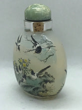 Load image into Gallery viewer, Chinese Inside Painted Snuff Bottle with Magpies and Date 1998