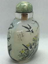 Load image into Gallery viewer, Chinese Inside Painted Snuff Bottle with Magpies and Date 1998