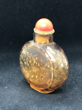 Load image into Gallery viewer, Vintage Late 19 Century Amber Beijing Glass Snuff Bottle With Gold Flecks