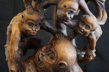 Load image into Gallery viewer, Vintage Root Carving of Monkeys and Peaches