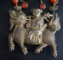 Load image into Gallery viewer, Qing Dynasty Silver Necklace with Boy on Qilin