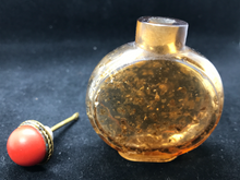 Load image into Gallery viewer, Vintage Late 19 Century Amber Beijing Glass Snuff Bottle With Gold Flecks