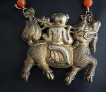 Load image into Gallery viewer, Qing Dynasty Silver Necklace with Boy on Qilin