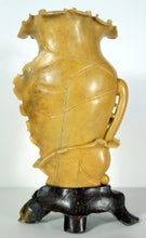 Load image into Gallery viewer, Soapstone Carving: Beautiful Carving of Lotuses on a Vase