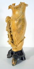 Load image into Gallery viewer, Soapstone Carving: Beautiful Carving of Lotuses on a Vase