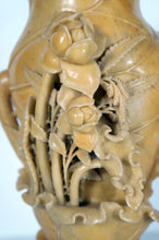 Load image into Gallery viewer, Soapstone Carving: Beautiful Carving of Lotuses on a Vase