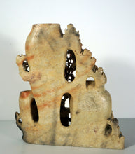 Load image into Gallery viewer, Soapstone: Vintage Carving of Three Vases with Chrysanthemums