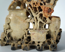 Load image into Gallery viewer, Soapstone: Vintage Carving of Three Vases with Chrysanthemums