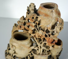 Load image into Gallery viewer, Soapstone: Vintage Carving of Three Vases with Chrysanthemums