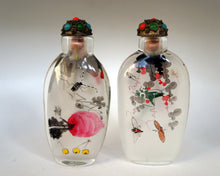 Load image into Gallery viewer, Snuff Bottle: Two Inside Painted Bottles with Insects and Butterflies