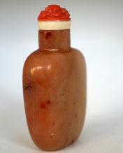 Load image into Gallery viewer, Snuff Bottle: Vintage Apricot Agate Snuff Bottle with Carving of Plum Blossoms and Bamboo