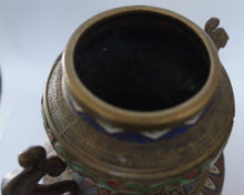 Load image into Gallery viewer, Bronze: A Large Vintage Champleve Vase