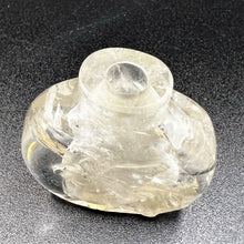 Load image into Gallery viewer, Snuff Bottle: Antique Rock Crystal Snuff Bottle with Amethyst Cap and Wood Stand