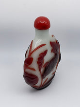 Load image into Gallery viewer, Snuff Bottle: Early 20th Century Oversize Large Opaline Glass Snuff Bottle With Red Overlay of Fish Design