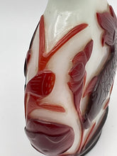 Load image into Gallery viewer, Snuff Bottle: Early 20th Century Oversize Large Opaline Glass Snuff Bottle With Red Overlay of Fish Design