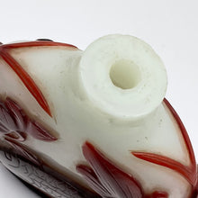 Load image into Gallery viewer, Snuff Bottle: Early 20th Century Oversize Large Opaline Glass Snuff Bottle With Red Overlay of Fish Design