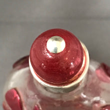 Load image into Gallery viewer, Snuff Bottle: Antique Beijing Glass Bottle with Red Overlay Design of Fish and Orchid