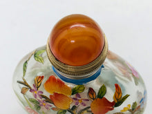 Load image into Gallery viewer, Snuff bottle: Clear Glass Bottle with Painted Enamel Flowers and Yongzheng Mark