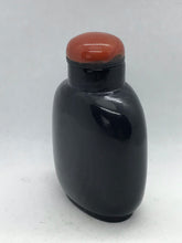 Load image into Gallery viewer, Snuff Bottle: Vintage Black Chalcedony Bottle with Eye
