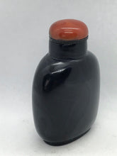 Load image into Gallery viewer, Snuff Bottle: Vintage Black Chalcedony Bottle with Eye