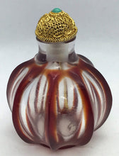 Load image into Gallery viewer, Snuff Bottle: Segmented Glass Bottle with Red Glass Overlay