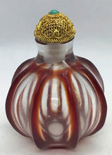 Load image into Gallery viewer, Snuff Bottle: Segmented Glass Bottle with Red Glass Overlay