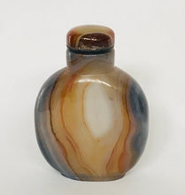 Load image into Gallery viewer, Vintage Grey and Brown Banded Agate Snuff Bottle