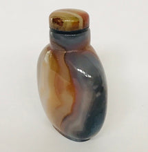 Load image into Gallery viewer, Vintage Grey and Brown Banded Agate Snuff Bottle