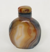 Load image into Gallery viewer, Vintage Grey and Brown Banded Agate Snuff Bottle