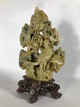 Load image into Gallery viewer, Vintage Soapstone Carving of a Phoenix and Peonies