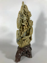 Load image into Gallery viewer, Vintage Soapstone Carving of a Phoenix and Peonies