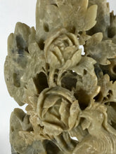 Load image into Gallery viewer, Vintage Soapstone Carving of a Phoenix and Peonies