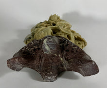 Load image into Gallery viewer, Vintage Soapstone Carving of a Phoenix and Peonies