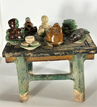 Load image into Gallery viewer, Chinese Antiquity: Painted Pottery Altar Table With Food and Wine Offerings From the Ming Dynasty - 8 Piece Set