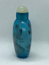 Load image into Gallery viewer, Snuff Bottle: Inside Painted Blue Glass Snuff Bottle with China Mark