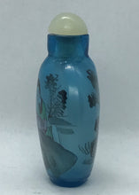 Load image into Gallery viewer, Snuff Bottle:  Cobalt Blue Glass Bottle with Inside Painting of Ladies