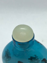 Load image into Gallery viewer, Snuff Bottle: Inside Painted Blue Glass Snuff Bottle with China Mark
