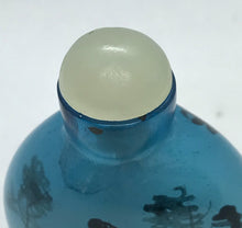 Load image into Gallery viewer, Snuff Bottle:  Cobalt Blue Glass Bottle with Inside Painting of Ladies