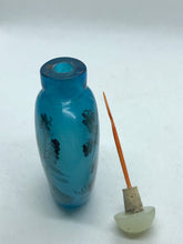 Load image into Gallery viewer, Snuff Bottle: Inside Painted Blue Glass Snuff Bottle with China Mark