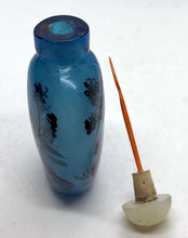 Load image into Gallery viewer, Snuff Bottle:  Cobalt Blue Glass Bottle with Inside Painting of Ladies