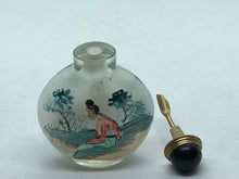 Load image into Gallery viewer, Snuff Bottle: Antique Clear Glass Inside Painted Snuff Bottle with CHINA Mark