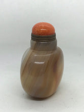 Load image into Gallery viewer, Vintage Banded Agate Snuff Bottle with "Egg Yolk" Shape