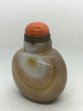 Load image into Gallery viewer, Vintage Banded Agate Snuff Bottle with "Egg Yolk" Shape