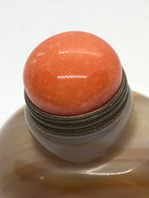 Load image into Gallery viewer, Vintage Banded Agate Snuff Bottle with "Egg Yolk" Shape