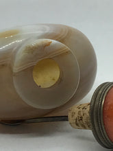 Load image into Gallery viewer, Vintage Banded Agate Snuff Bottle with "Egg Yolk" Shape