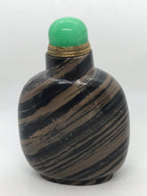 Load image into Gallery viewer, Snuff Bottle: Black and Gray Banded Jasper Bottle